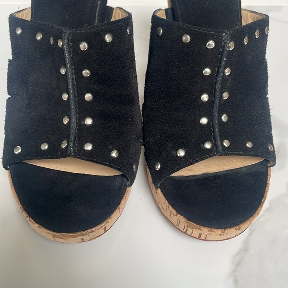 EUC Michael Kors Astor Black Suede Studded Corked Platform Slide Size 9 - Picture 7 of 9